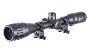 Pinty 4-16X40 Rifle Scope AO Red Green Blue Illuminated Mil Dot Reticle, Flip-Open Covers, Sunshade Tube